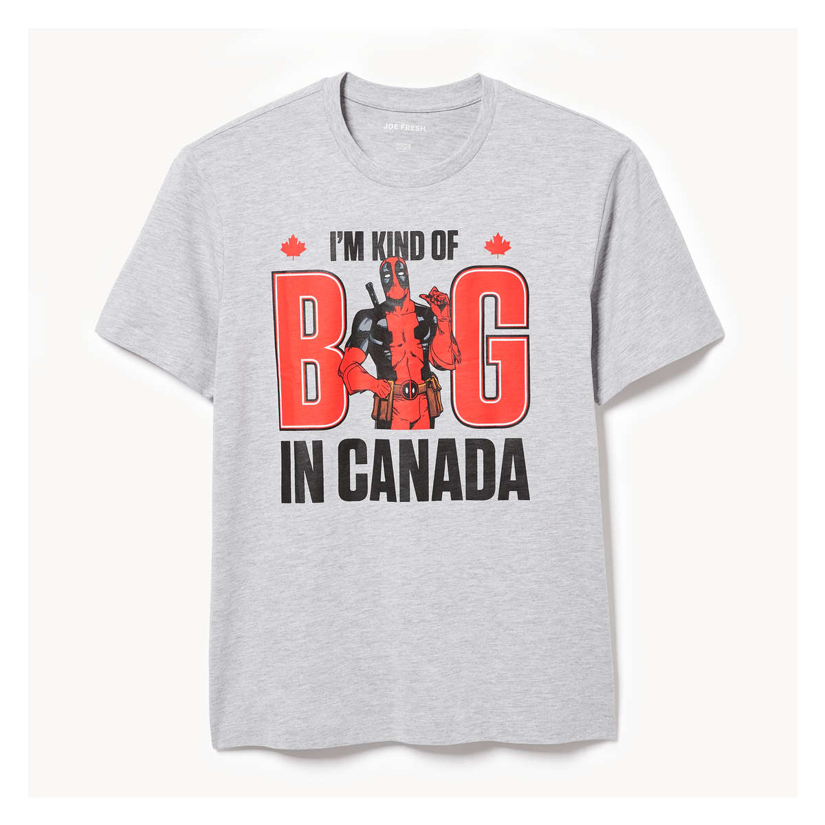 Men's Marvel Deadpool Canada T-Shirt in Grey Mix from Joe Fresh